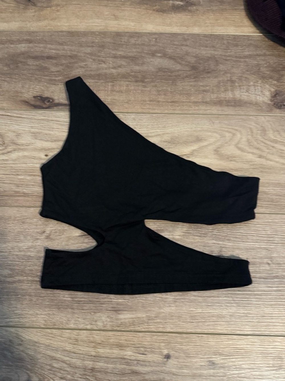 Princess Polly Black One-Shoulder Cutout Crop Top